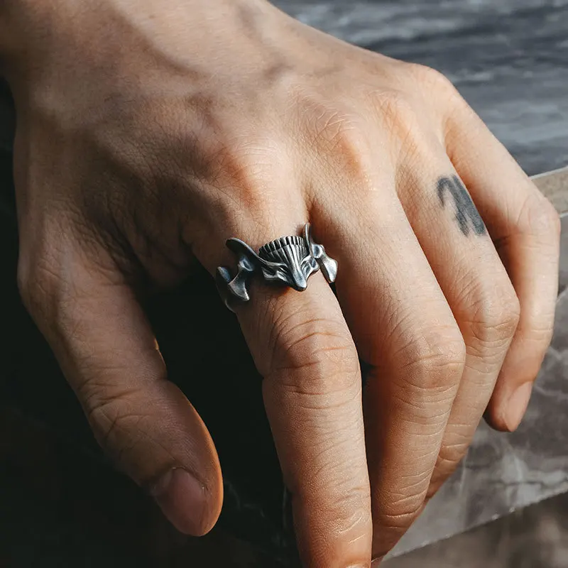 2Pcs Vintage Gothic Steel Skull Mask Rings Design Alloy Finger Rings Set for Men Women New Trend Creative Punk Jewerly Gift - view 4