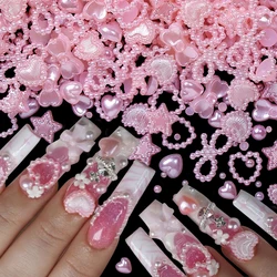 100 Adet Inci Pembe Ilmek Kalp Şeklinde Karışık Tırnak Süslemeleri Kawaii Nail Art Takılar Yıldız Kelebek DIY Tırnak Aksesuarları