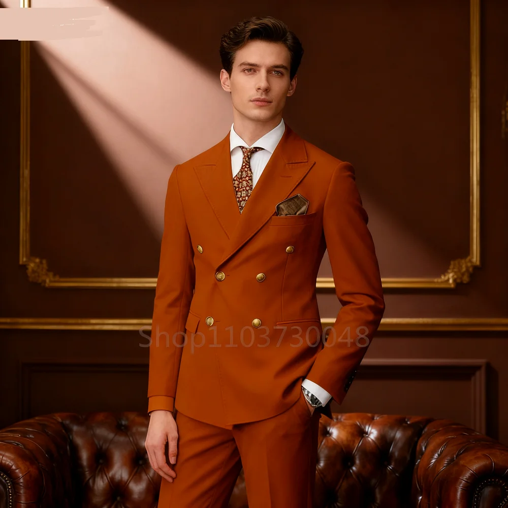 

Peak Lapel 2 Piece Wedding Men's Suits Fashion Style Blazer Pants Formal Business Party Groom Wear Tuxedos Costume Homme