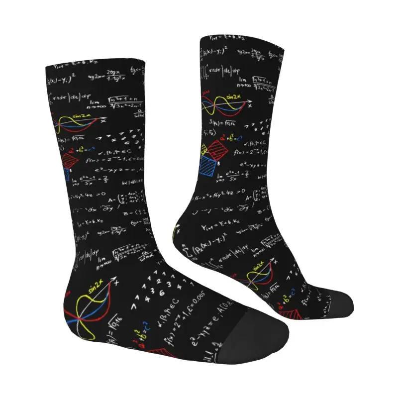 Novelty Men's Geek Physics Equations Dress Socks Warm Comfortable 3D Printing Math Science Teacher Geometric Gift Crew Socks