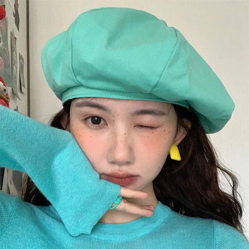 Korean Version Fashion Solid Color Beret Hat Female Spring and Summer Painter Pumpkin Hat Cloud Hat Goros Caliente Para Mujer