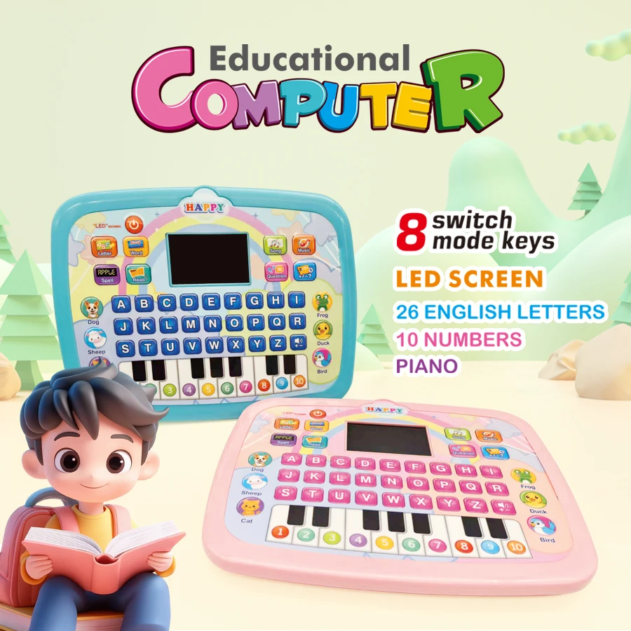 Kids English Learning Tablet Toy, Alphabet Number Piano Music Early Educational Learning Machine for Toddlers