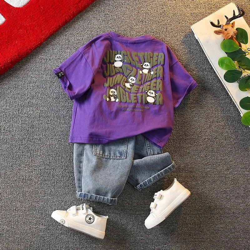 Summer Boys Clothing Set New Baby Children's Cartoon Short Sleeve T-shirt Shorts Two Piece Fashion Boys' Leisure Sports Set