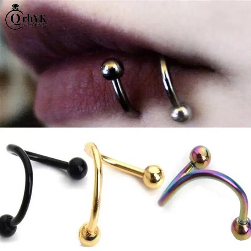 1Pair Shape Surgical Steel Spiral Twisted Lip Ring Nose Rings 16 Gauge Ear Cartilage Helix Piercing Body Accessories Jewelry