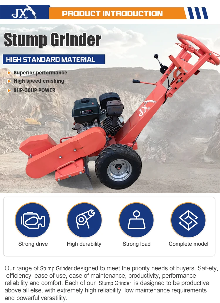 Strongenfrees 9 Teeth Wood Stump Cutter Diesel Engine-Ran Portable Tree Root Removal Grinder with 1 Year Warranty