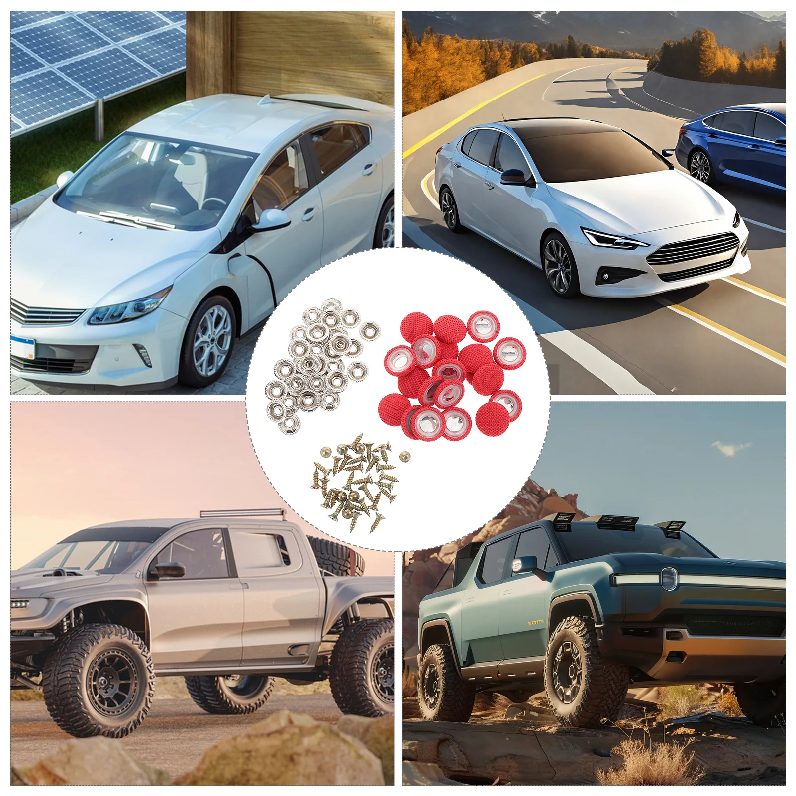 

100Pcs Car Roof Fabric Securing Button Headliner Holding Buckle for Ceiling Cloth Repair Easy Installation Kit Red