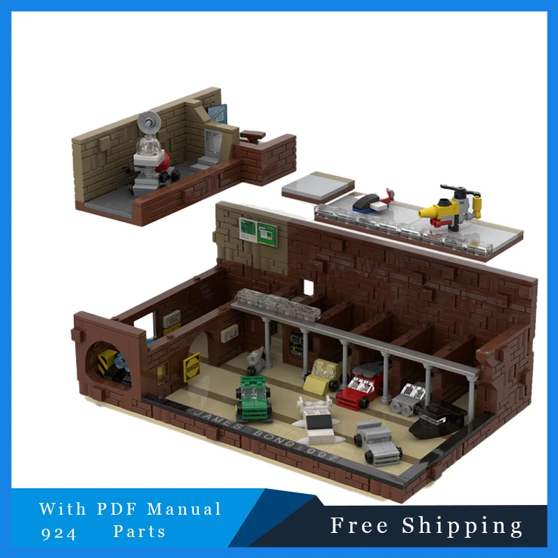 

924 шт., уличный боковой MOC, строительный блок, парковка, модульная модель, комбинированный набор «сделай сам», детский фестиваль, игрушки на Рождество, день рождения