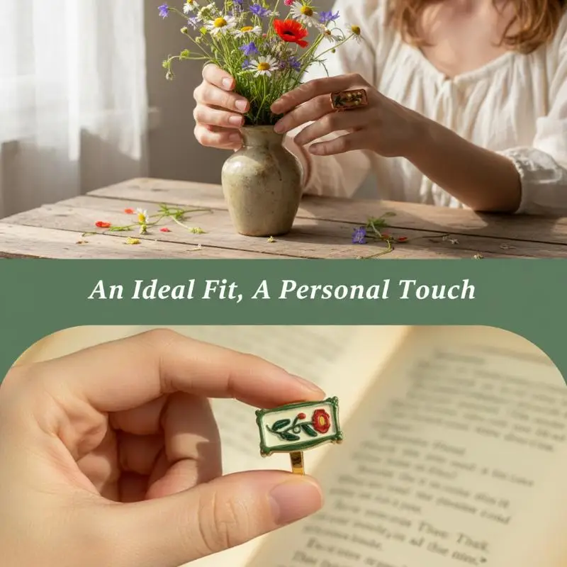 New Embossed Flower Geometric Adjustable Ring New Elegant Retro Bohe Finger Ring Women's Daily Jewelry Accessories Gift