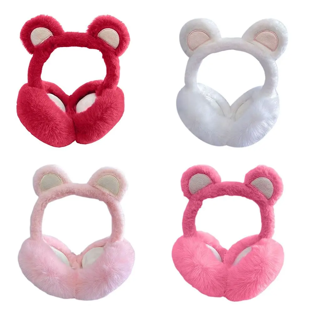 Penutup Telinga Beruang Fashion, Dapat Dilipat, Anti-Dingin, Penghangat Telinga, Penutup Telinga Tebal untuk Wanita dan Gadis