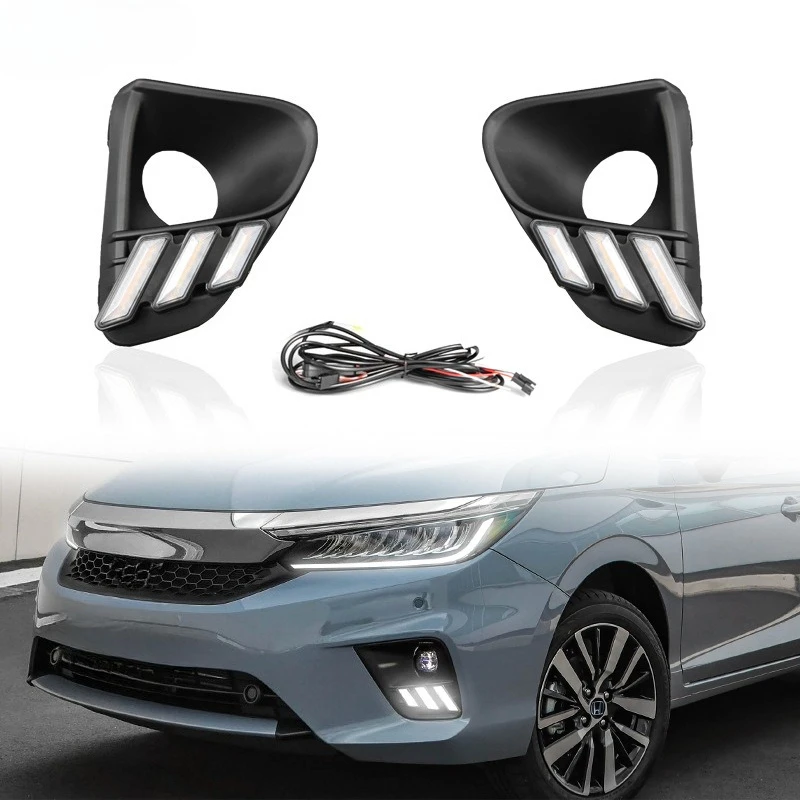 ДХО для Honda City 2021-2025: Светодиодные дневные ходовые огни, динамические указатели поворота, передние противотуманные фары, аксессуары для модификации, дневной свет