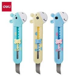 Deli 1/2/3pcs Kawaii Giraffe Portable Utility Knife Unpack Express Unboxing Artifact Student School Learning Office Supplies