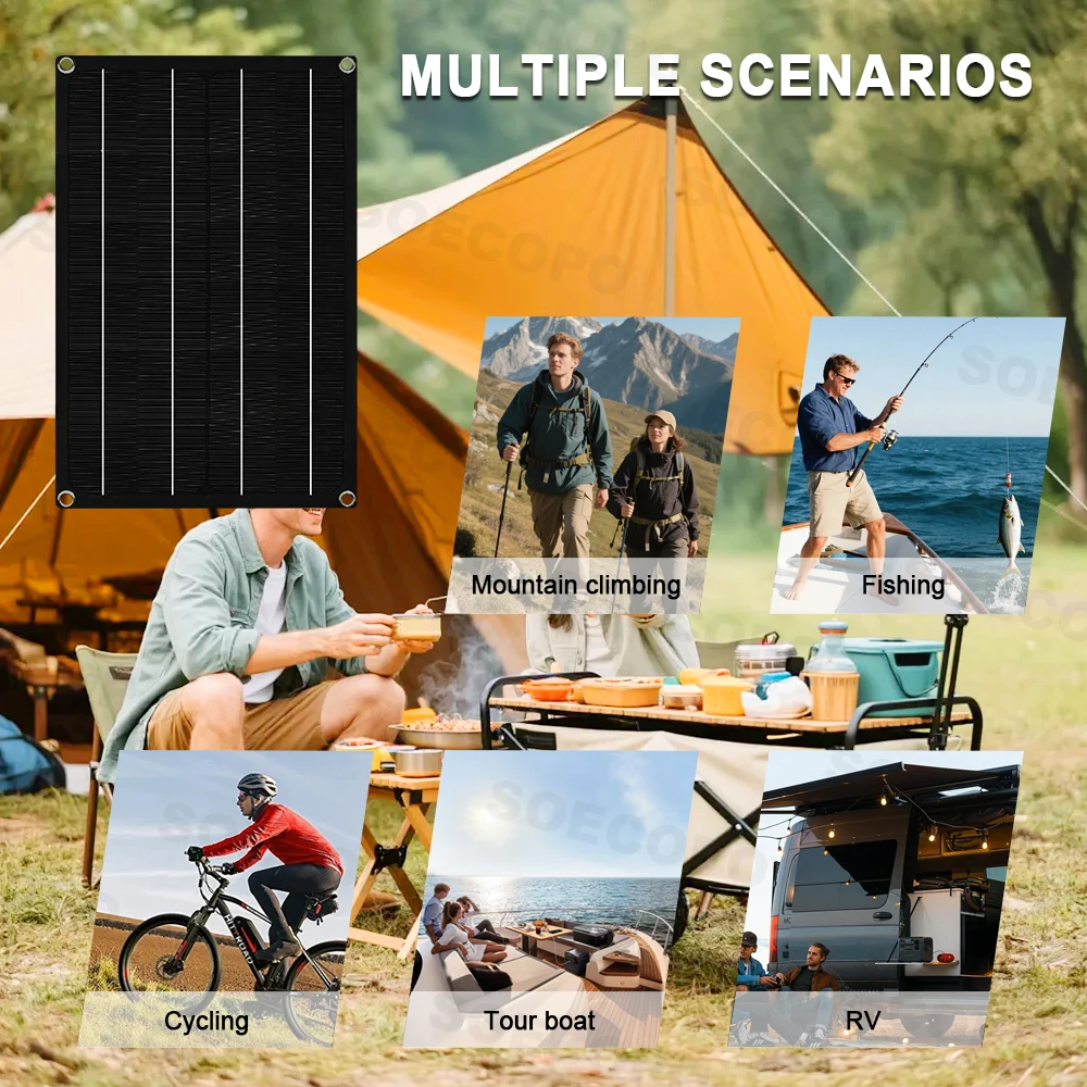 SOECOPO 10000WPeak Solar System Kit 2x600W Panel 100A Controller 12V To 110V 220V Inverter Generator for Picnic Party Garden Use