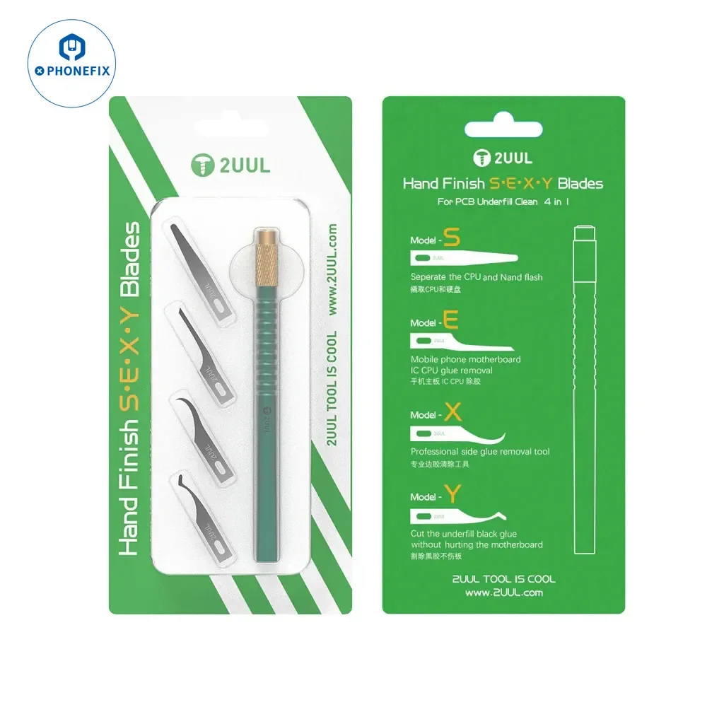 

2UUL DA11 4 в 1, комплект сексуальных лезвий с ручной отделкой для печатной платы, очистка чипа материнской платы мобильного телефона, удаление клея, скребковый нож