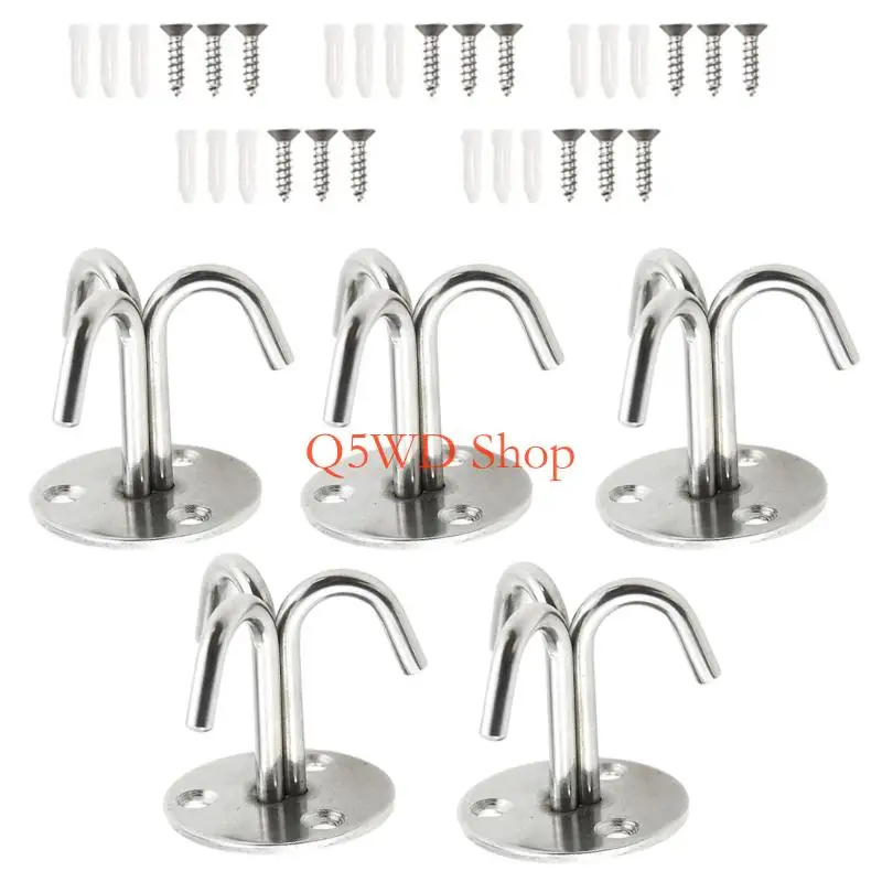 Q5WD Multifunctional Stainless Steel Ceiling Hook Set 3 Designs Support Hanging Objects Safe for Bedroom Living Room