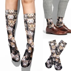 Hot selling animal cat socks unisex 3D printing funny cotton stockings fashion Harajuku Christmas tube socks