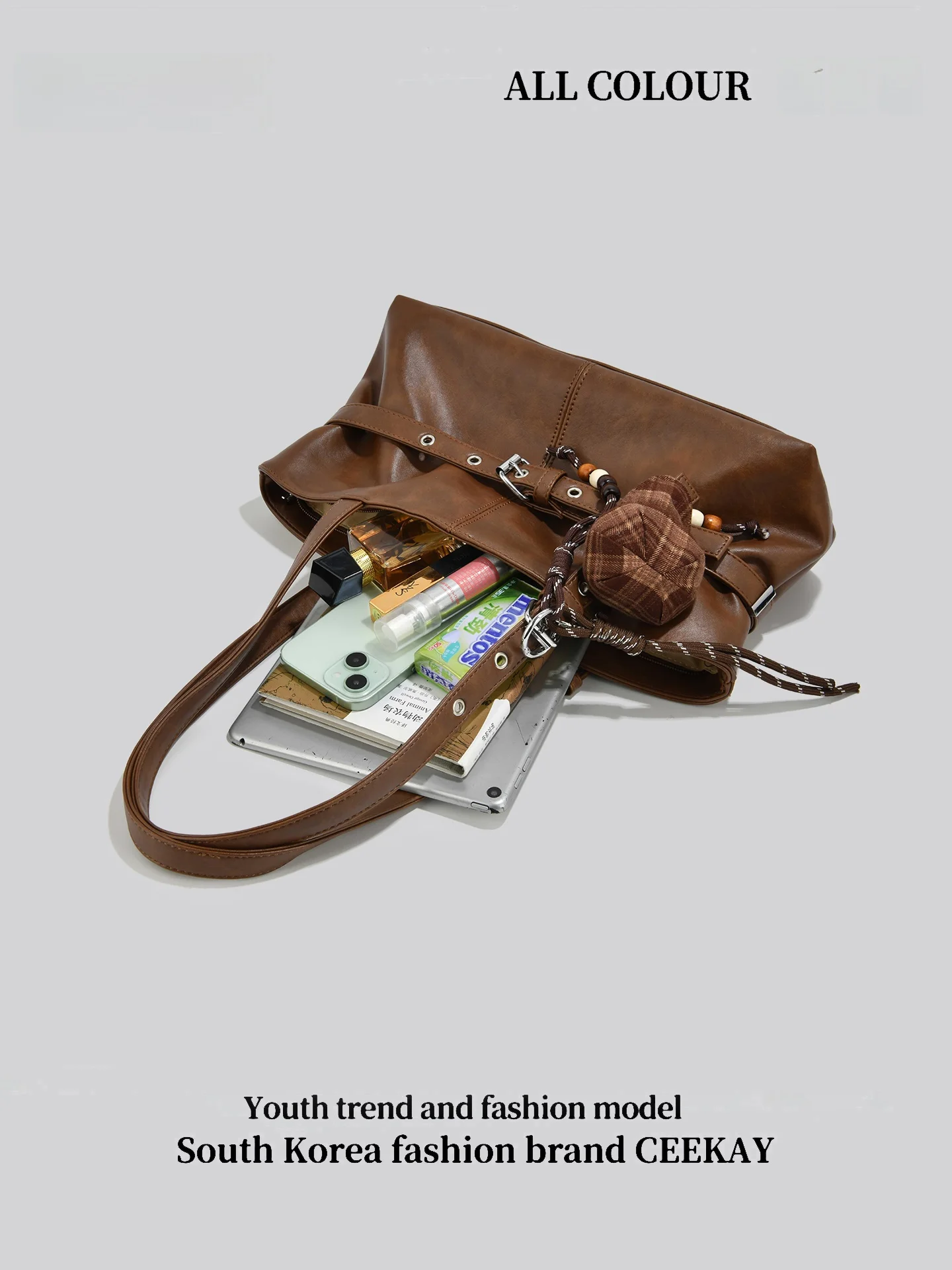 Ceekay Original Design Retro Motorcycle Bag Women's Underarm Single Shoulder Bag Large Capacity Commuter Casual Simple Style