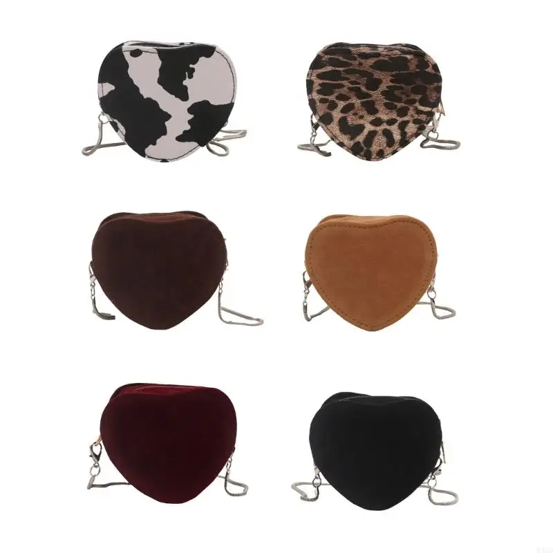 652F Women Stylish Shoulder Bag Chain Strap Crossbody Bag Korean Styles Handbag Heart Shaped Bag for Daily Travel