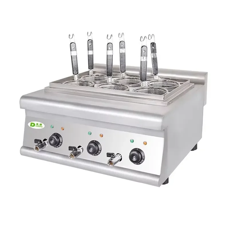 For Dongpei Commercial Electric Noodle Cooking Machine 6KW Stainless Steel Multi Head Desktop Pasta Boiler Kitchen Equipment