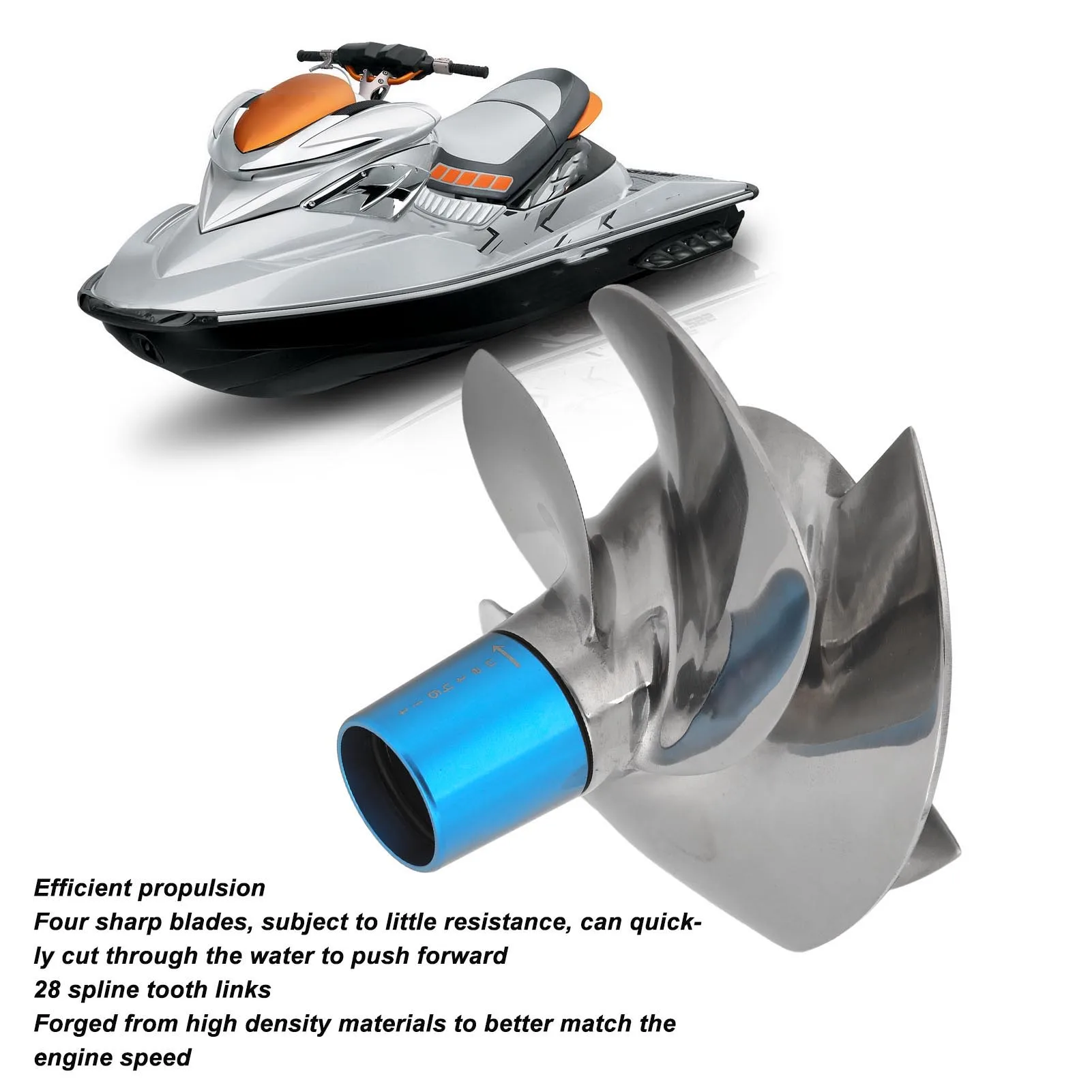 Impeler 4 Bilah 159mm PRZ‑B4‑15/21A Pengganti untuk Sea‑Doo RXP‑X 260 2009 hingga 2015