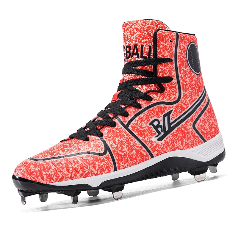 

Мужские бейсбольные кроссовки с высоким верхом, противоскользящие, с шипами, для софтбола, износостойкие, для тренировок на открытом воздухе