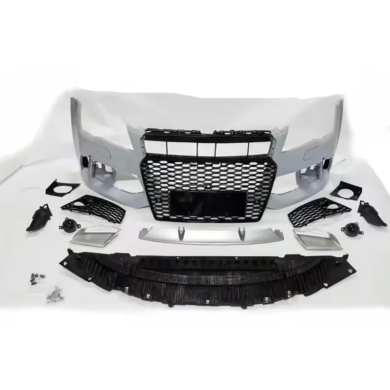 Front Bumper Upgraded  Body Kits with Black Grill 4 Rings logo for Audi A7 S7 C7 2009-2015
