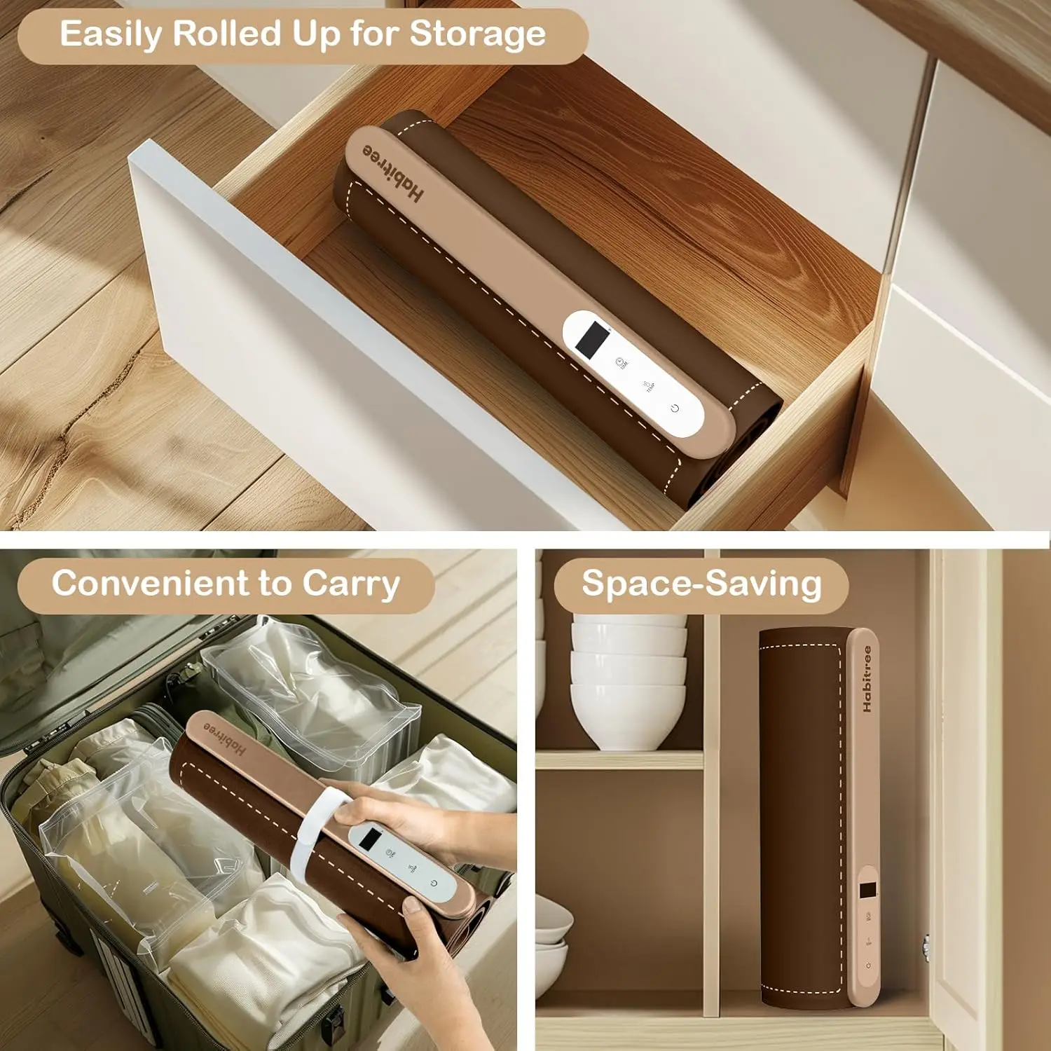 3-Pack Silicone Food Warming Mat with 6-Level Temp Control, Portable Rollable Design for Parties and Home Use