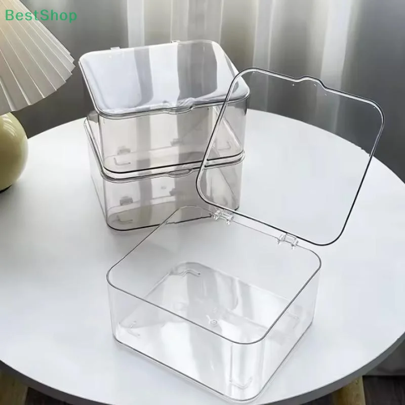 Stapelbare Kunststoff-Aufbewahrungsboxen mit Deckel, transparenter, staubdichter Flip-Top-Organizer für Wohnzimmer, Couchtisch, Snack-Aufbewahrung