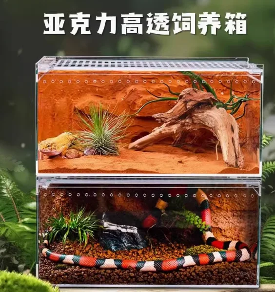 

Acrylic Reptile Pet Box Eco-Friendly Leak-Proof Plexiglass Tank For Spider Lizard Snail Other Crawling Pets Landscaping