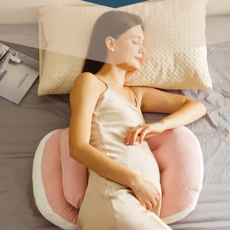 Pregnant Women Pillow Multifunctional Waist Pad Side Sleep Artifact Adjustable Width U-Shaped Cushion Simple Patchwork Pillow