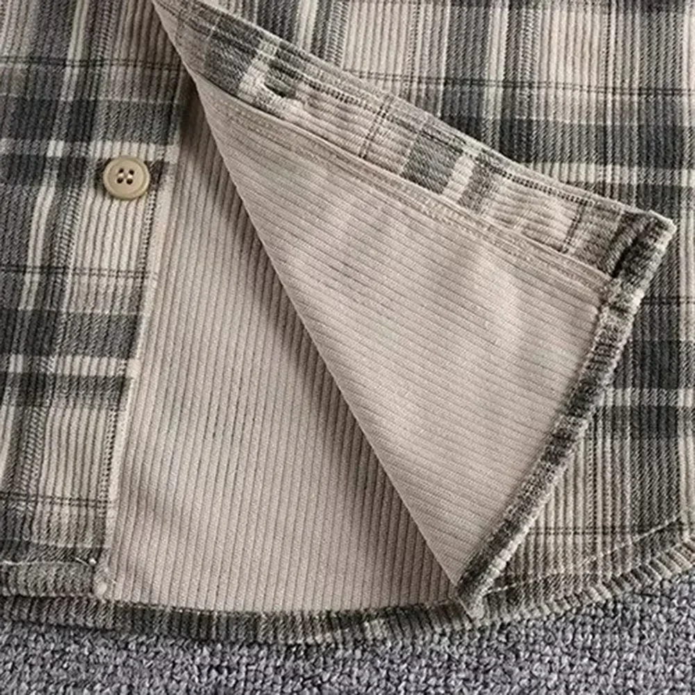 Men Shirt Shirt Men Plaid Shirt Washed Corduroy Comfortable All Match Tide Coat Daily Long Sleeve For Men Fashion