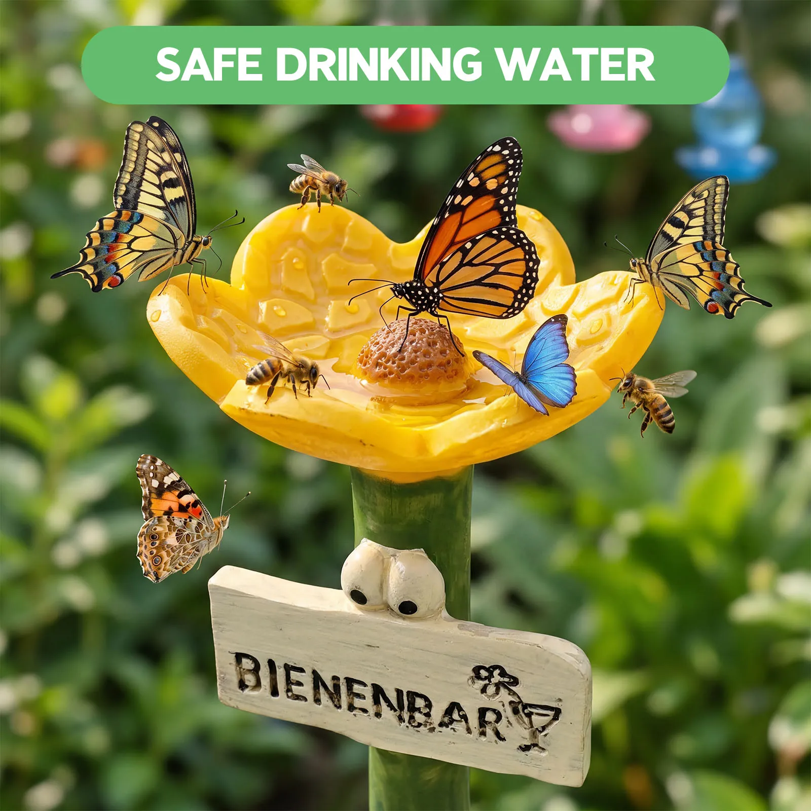 5Pcs Bees Insect Drinking Cup Bee Drinker Flower Shape Bees Water Feeder Dispenser Colorful Feeding Drinker Garden Decor