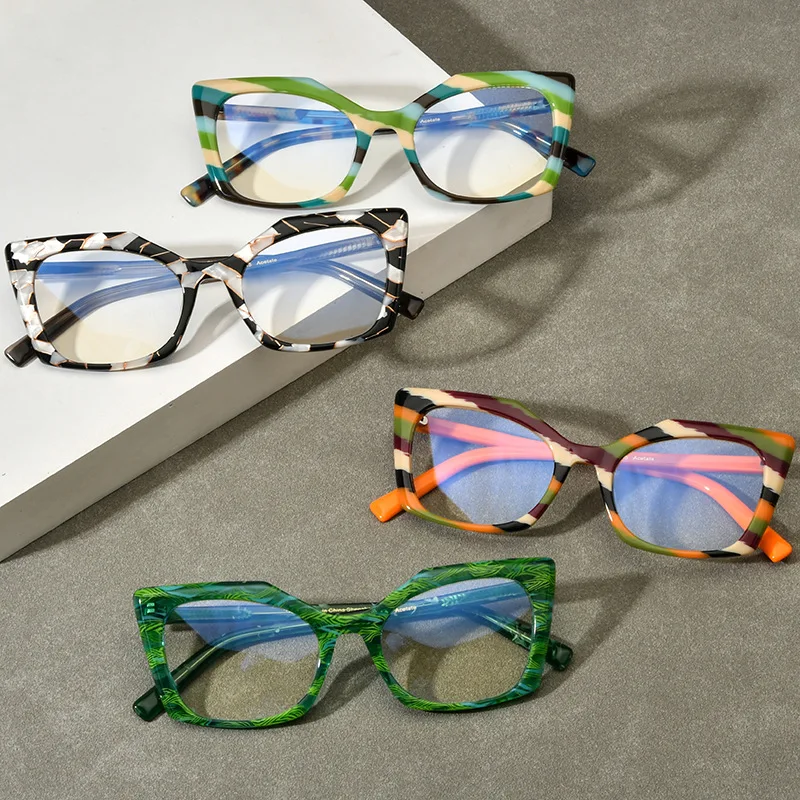 Niche cat-eye personality multi-color frames men's and women's literary designer fashion square frame optical prescription glass