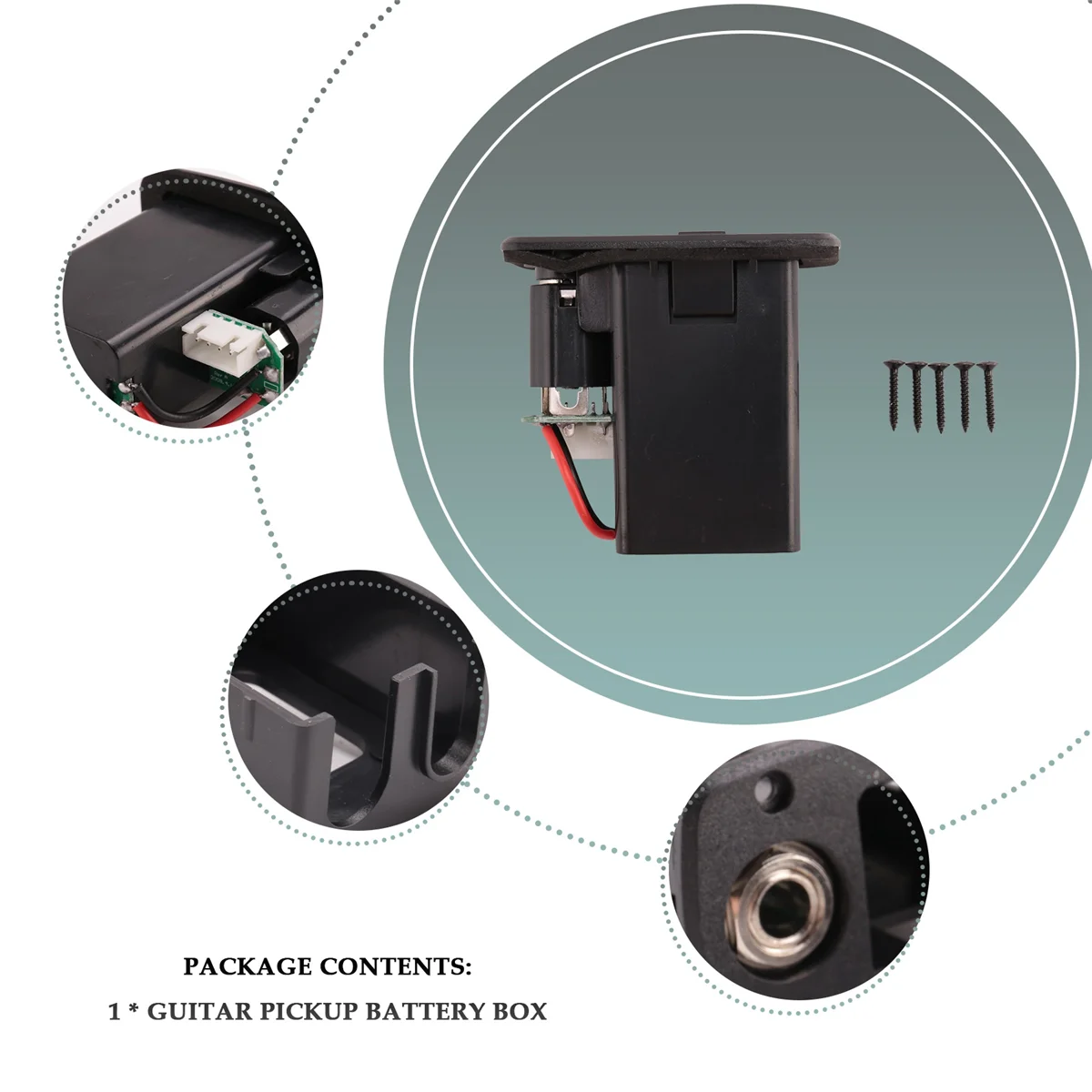 ABS 9V ギターピックアップバッテリーケースボックスエレクトリックアコースティックギターベース収納カバー交換用