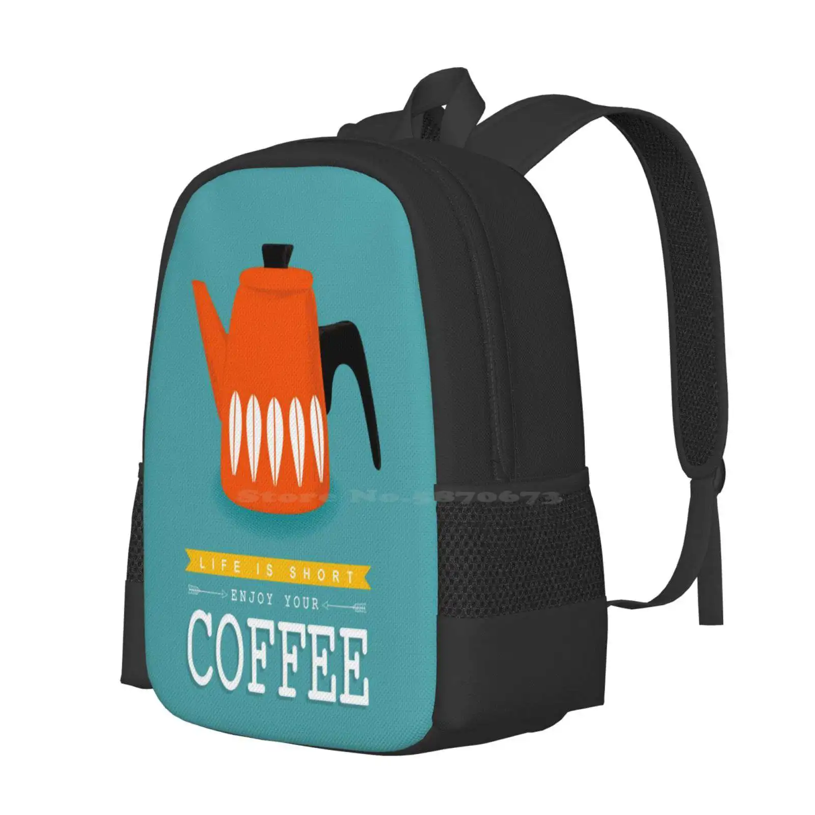 Catherine Holm Lotus Coffee Pot Art Print Hot Sale Schoolbag Backpack Fashion Bags Mid Century Modern Kitchen Retro Catherine