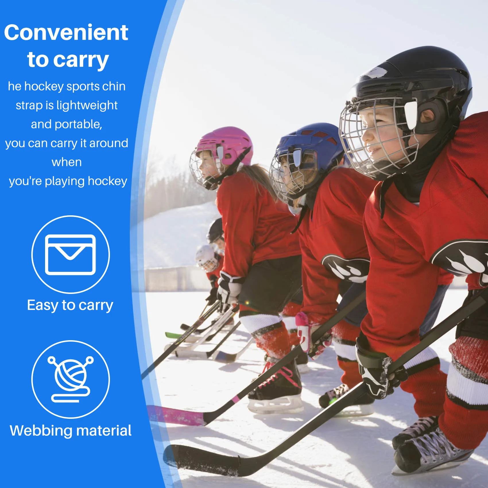 

NEW-Hockey Helmet Chin Strap Detachable Helmet Loops Hockey Chin Strap Helmet Strap With Single Snap Hockey Helmet Accessory