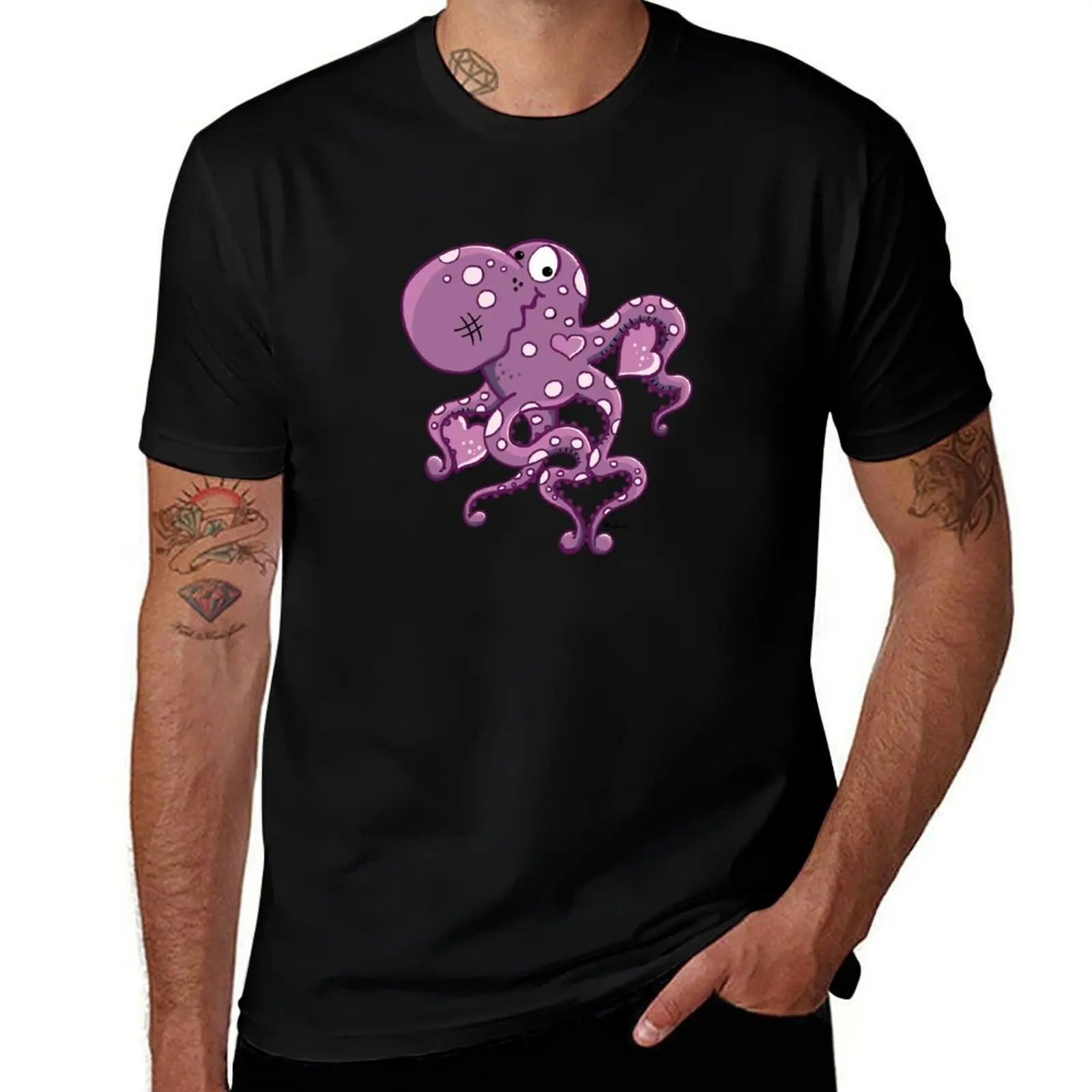 

Big Purple Octopus With Heart - Love - Cartoon - Gift T-Shirt essential t shirt anime t shirts oversize T-Shirt