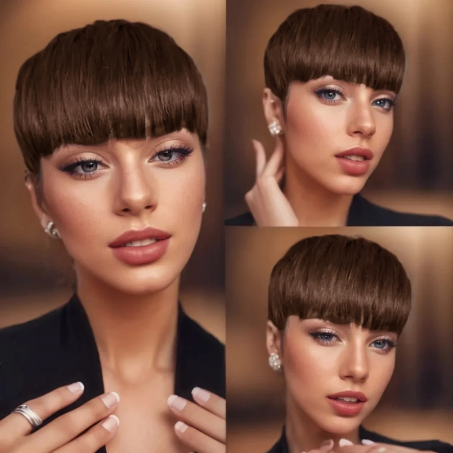 여성용 스트레이트 짧은 보브 가발 브라질 인간의 머리카락 전체 기계 제작 가발