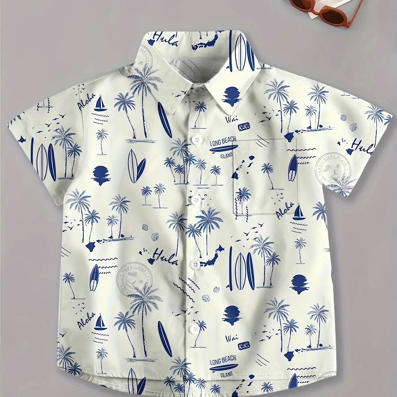 Desenhos animados dinossauro impressão camisa para meninos, camisa criativa, Tops de manga curta, camisas colarinho, roupas casuais, verão ao ar livre, gráfico bonito