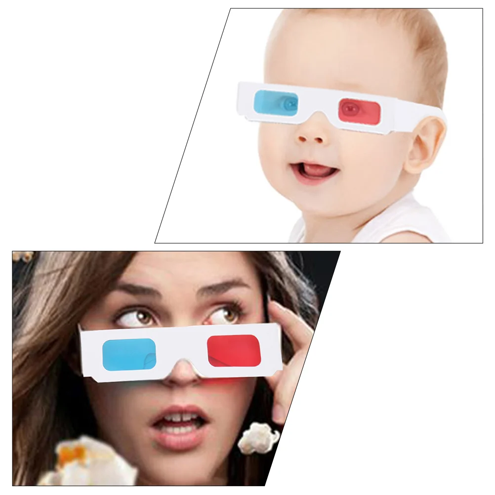 50pc 3D Glasses Anaglyph Movies Red Blue Cardboard Movieeyeglasses Eyeframe Game Viewing Foldable Vrthe Cyan Theater Paper Frame