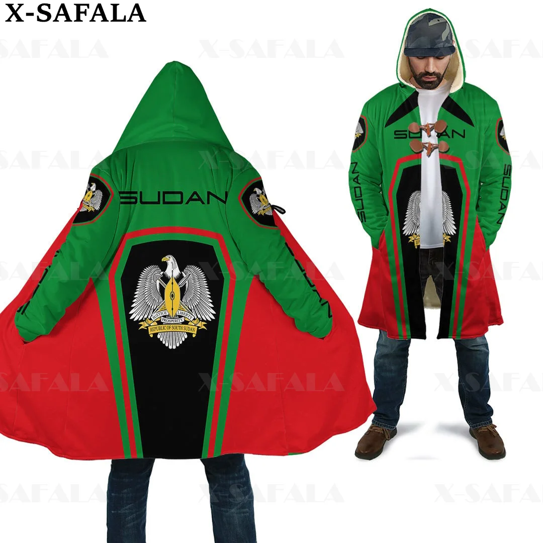 

Sudan Emblem Action Flag Country Art Thick Warm Hooded 3D Print Cloak Men Overcoat Coat Windproof Fleece Cape Robe Blanket-1