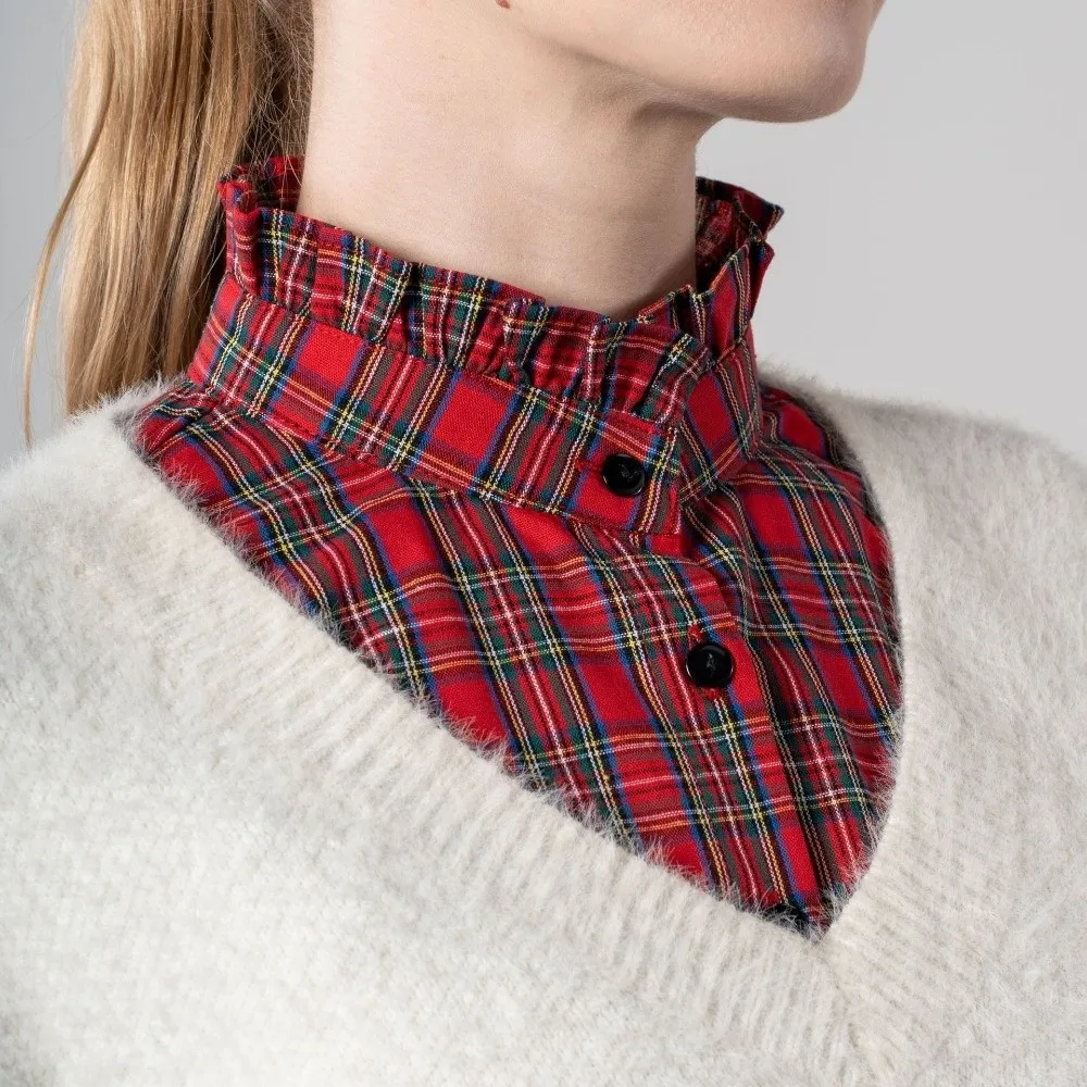 Ruffled Design Faux Shirt Collar Versatile Style Plaid Leopard Print False Collar Insert Half Blouse Type Detachable Collar