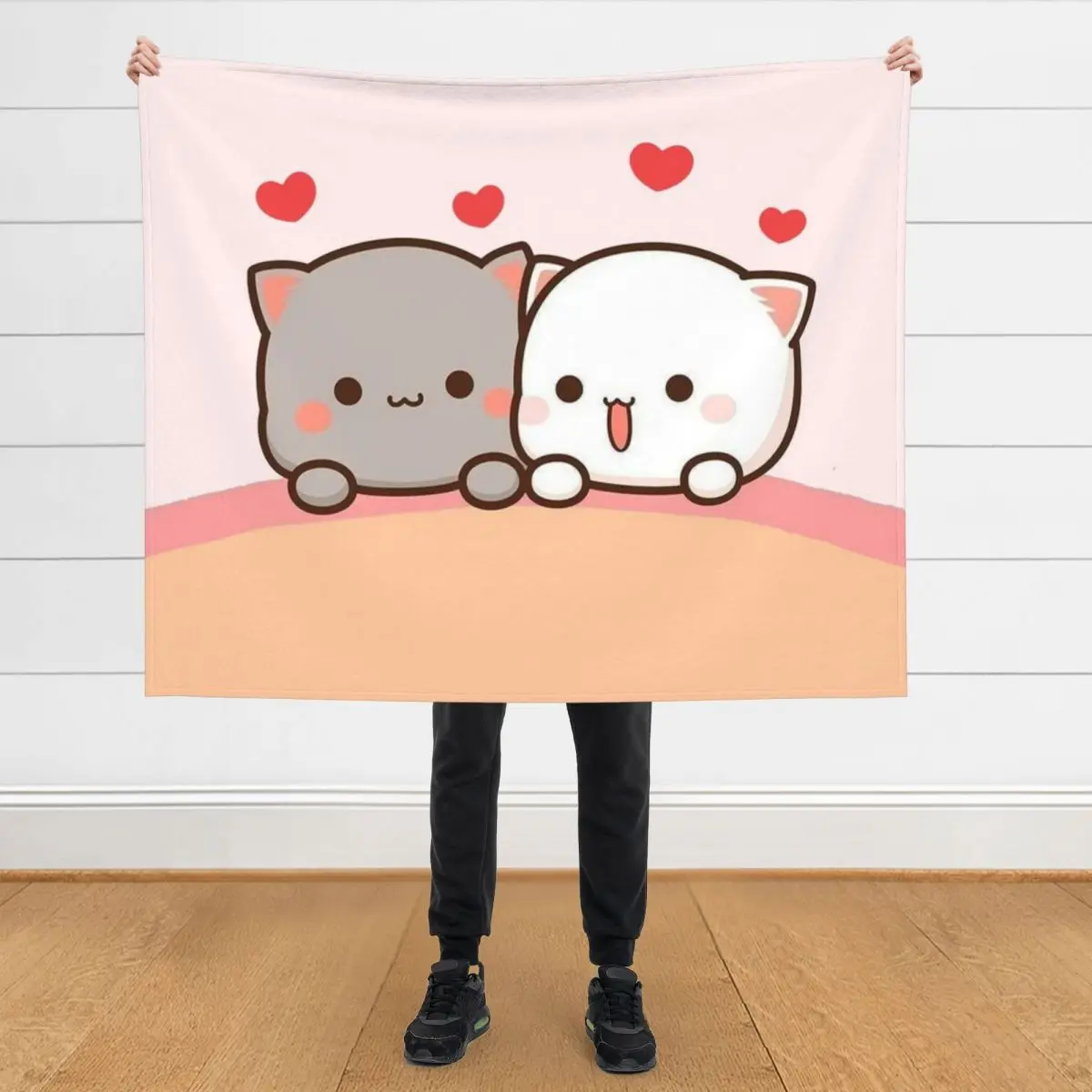 

Peach and goma mochi cat Throw Blanket Single Decorative Beds Large Blankets