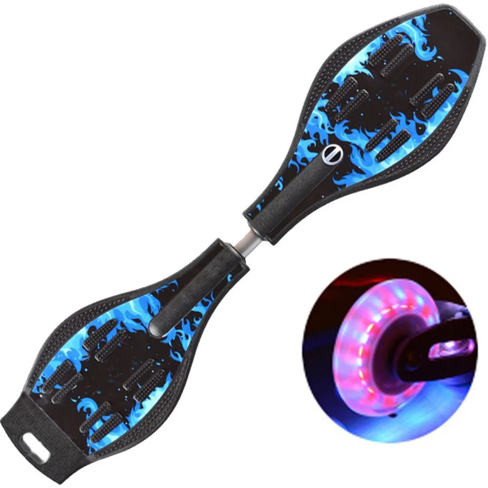 Glitter Wheel Caster Board Skateboard Teenager Two-wheeled Flash Wheel Twisting Skateboard for Beginner Black
