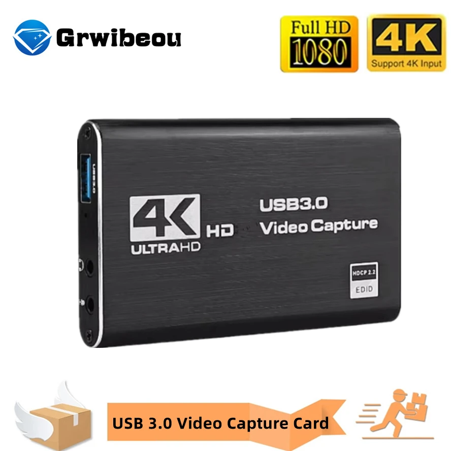 

4K USB 3.0 Video Capture Card HDMI-compatible 1080P 60Hz HD Video Recorder Grabber For PS4/5 OBS Game Recording Live Streaming