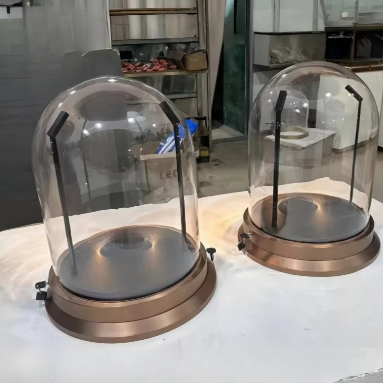 Fully assembled product display cabinet LED base display cabinet curved acrylic glass round display stand