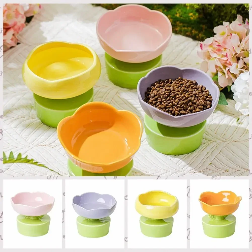 Pet Feeding Bowl Creative Flower-Shaped Dog Cat Feeder Ceramics Water Bowl Kitten Food Container Pet Accessories