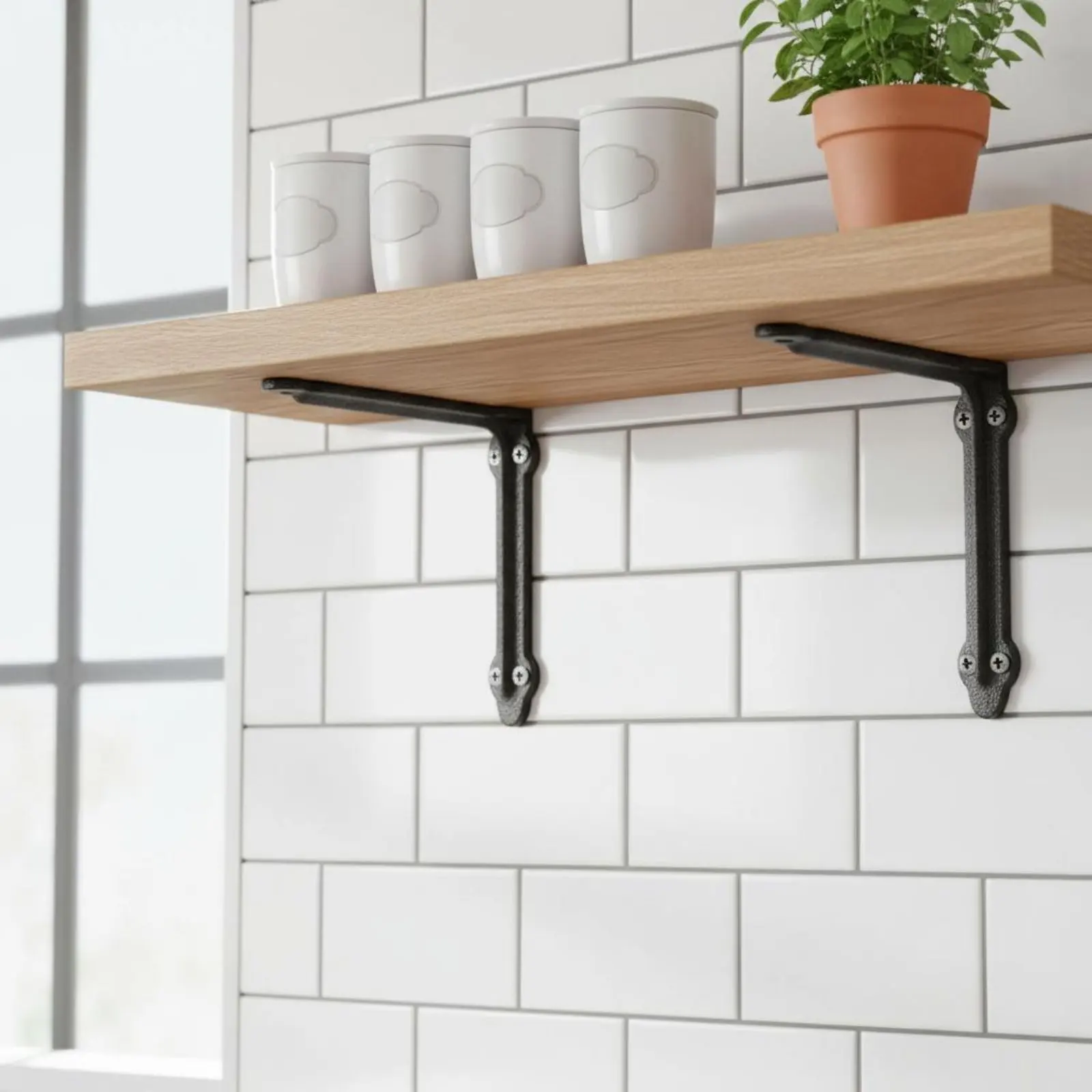 Iron Shelf Bracket L-Shaped Metal Support Vintage Shelf Support Ornate Wall Bracket Sturdy Duty for Garage Shelving in Kitchens