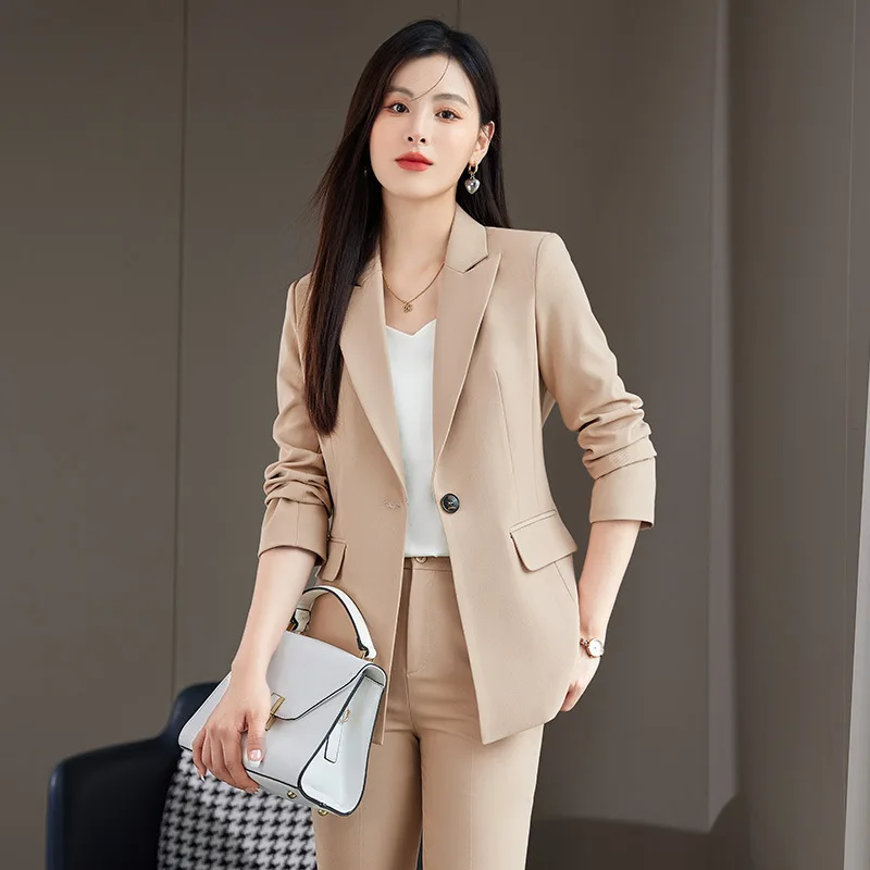 Business Suit Suit Women's Autumn and Winter Long Sleeve Formal Wear Beauty Salon Slim Suit Sales Department Commuting Work Clot