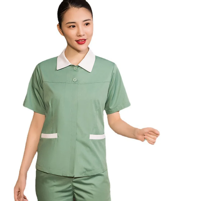 Mall Cleaning Uniform Short Sleeve Women Hotel Guest Room Property Cleaning Aunt Work Uniform Hospital Cleaner Suit