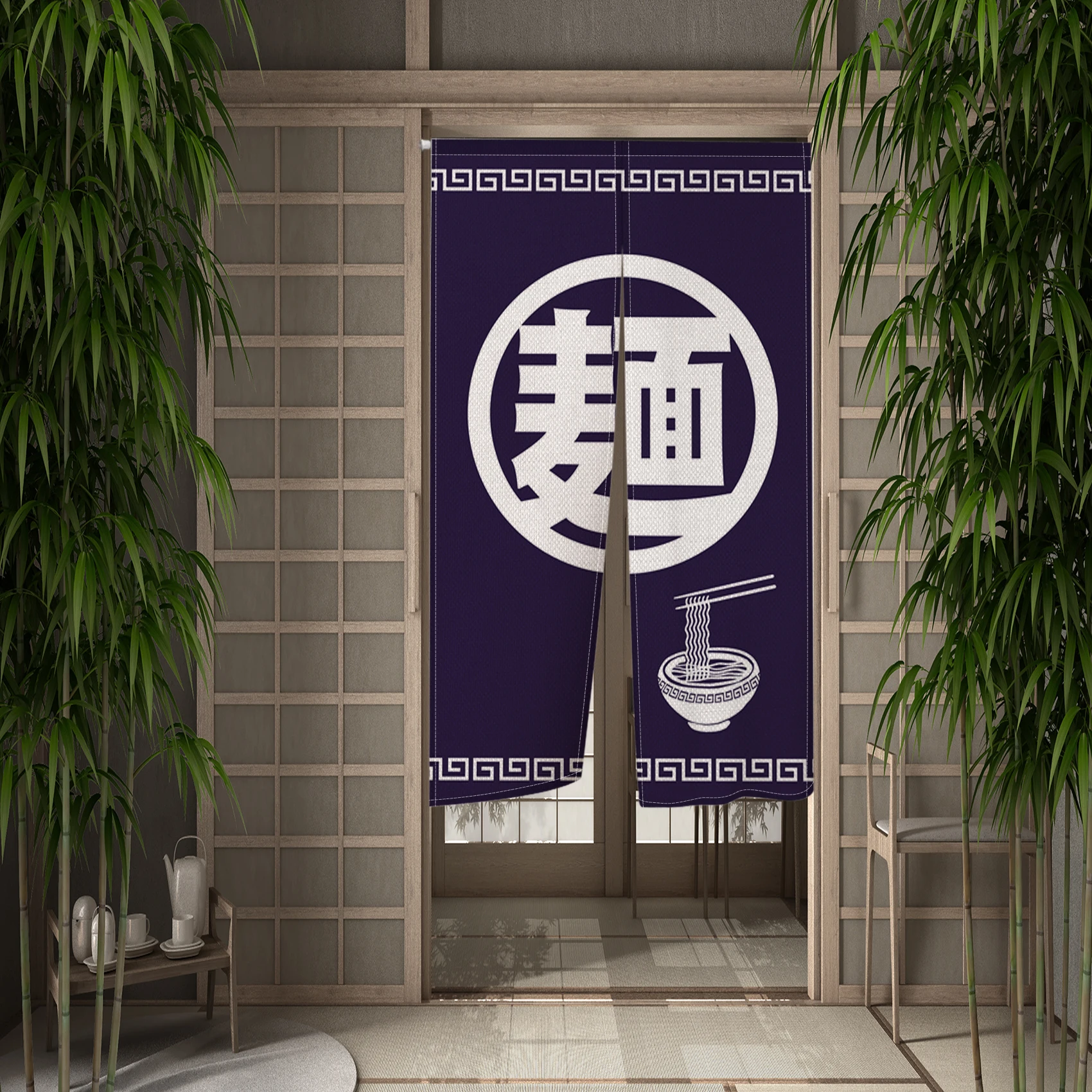 Japanese Noren Lamian Noodles Door Curtain Cartoon Ramen Sushi Restaurant Bathhouse Partition Doorway Hanging Split Half-Curtain